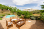 Main terrace overlooking pool and woods